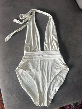 WeWoreWhat White Halter One-Piece Swimsuit